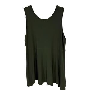 By JJ Slinky knit Swing Tunic Tank Women size Large Dark Green Lagenlook